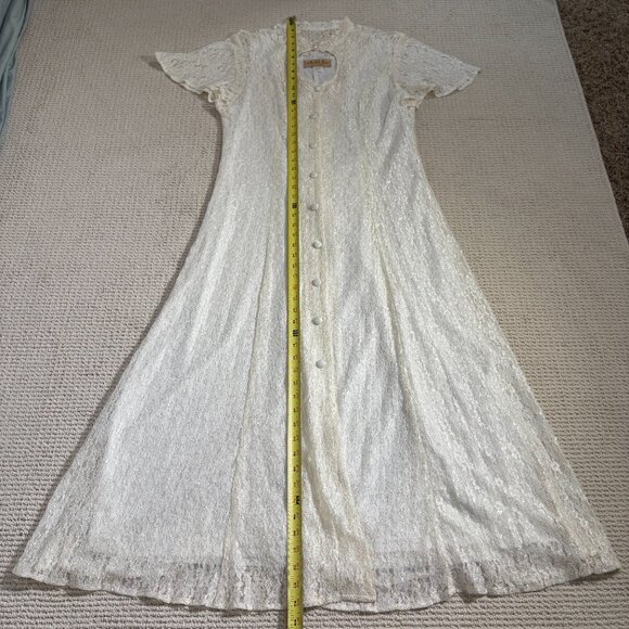 Vintage New Frontier Maxi Gown Lace Cottagecore Prairie Victorian Corset Tie - Picture 13 of 15